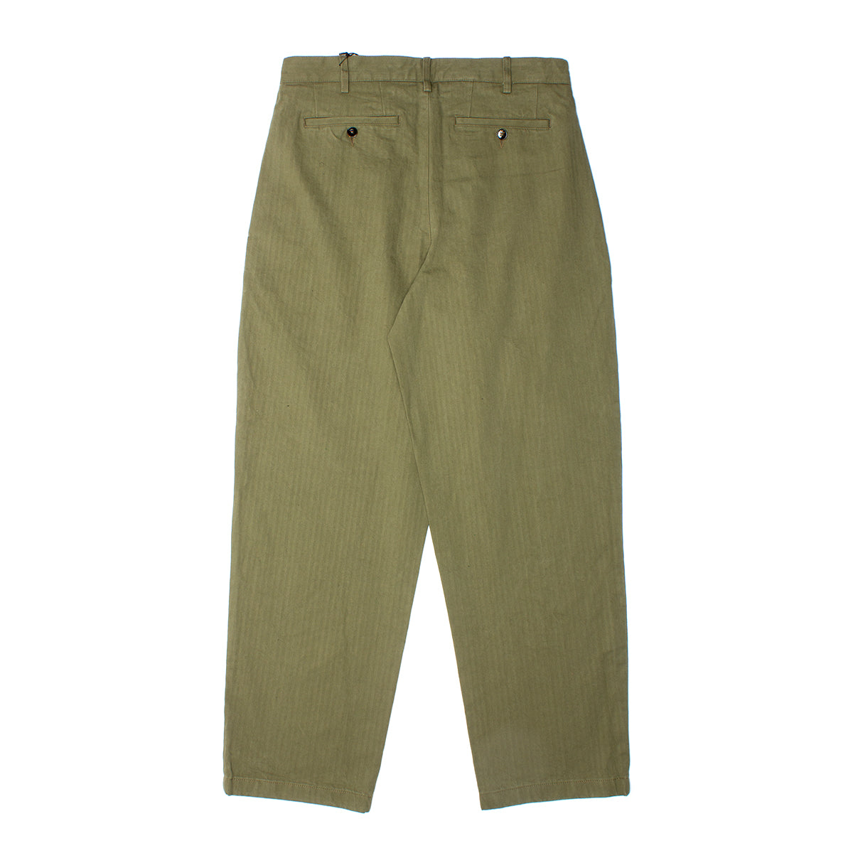 Noah | Classic Double-Pleat Herringbone Pant Color : Army Green