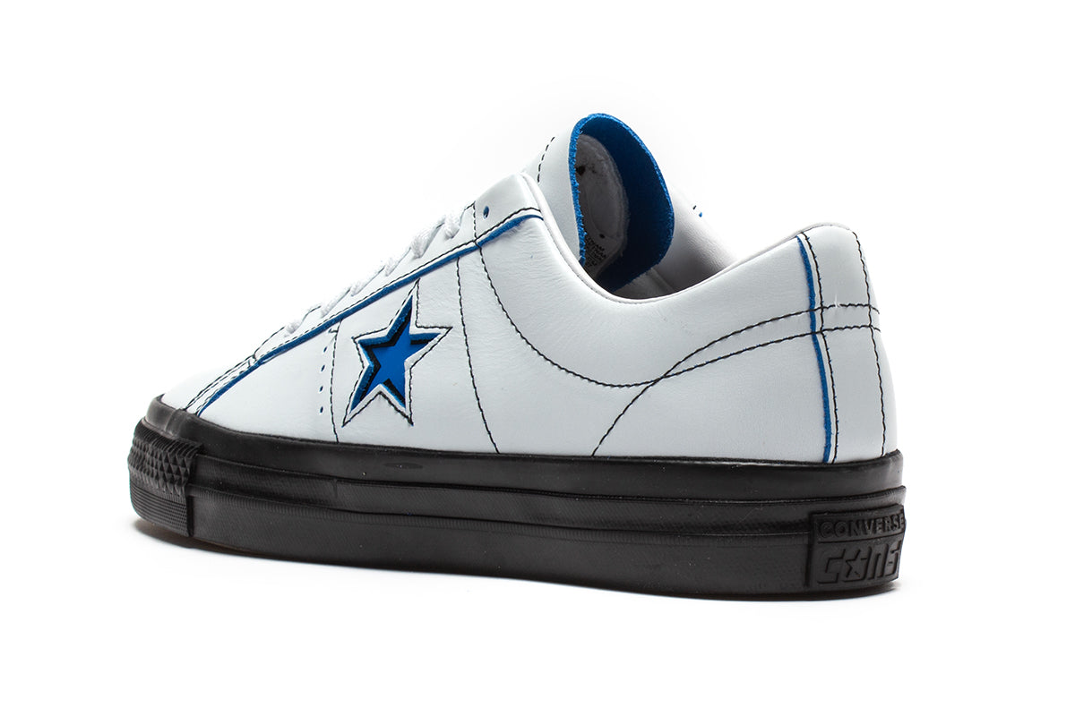 Converse | One Star Pro Ox Style # A07308C Color : White / Black / Kinetic Blue