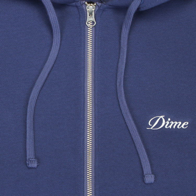 Dime | Cursive Small Logo Zip Hoodie Night Blue