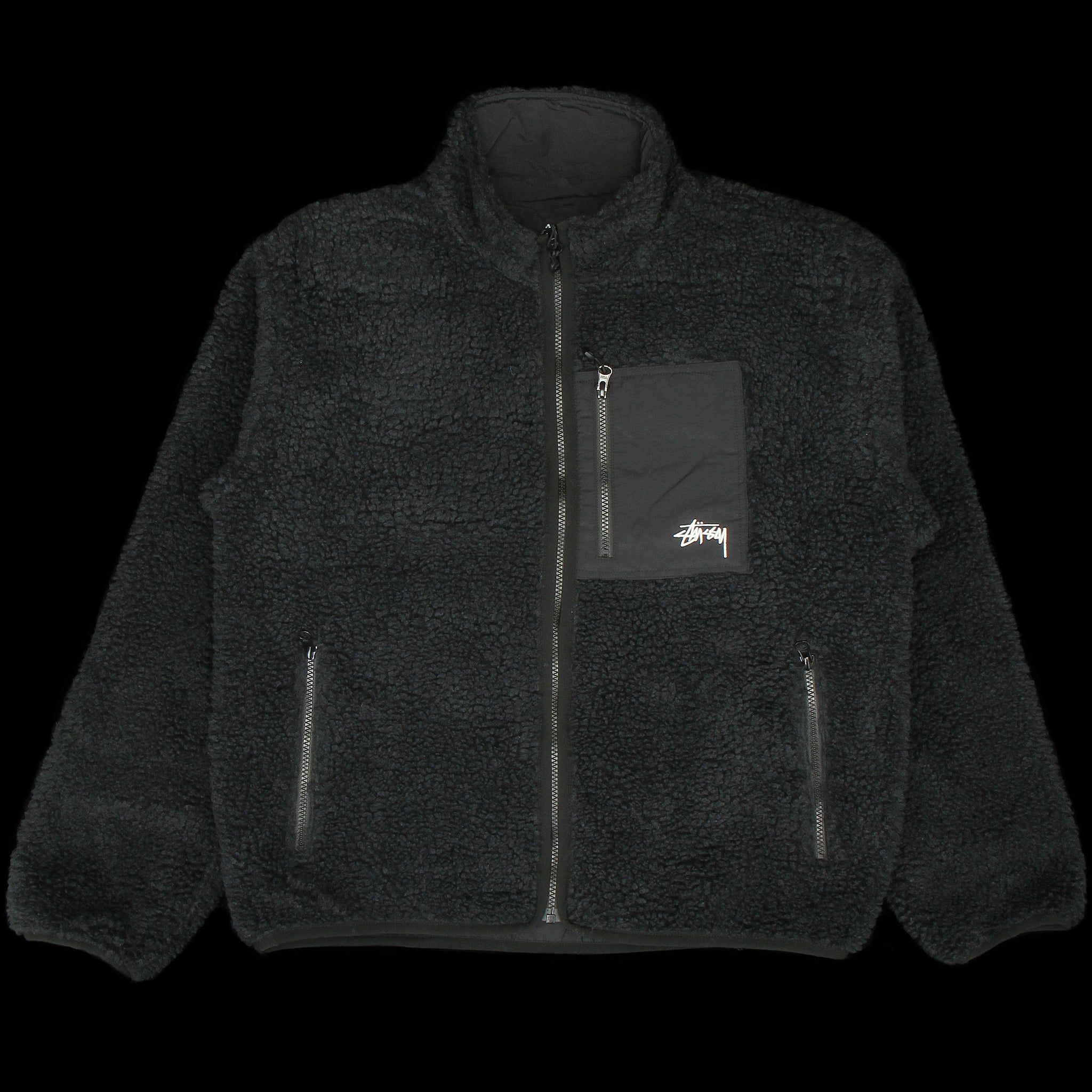 stussyreversiblesherpajacketbl