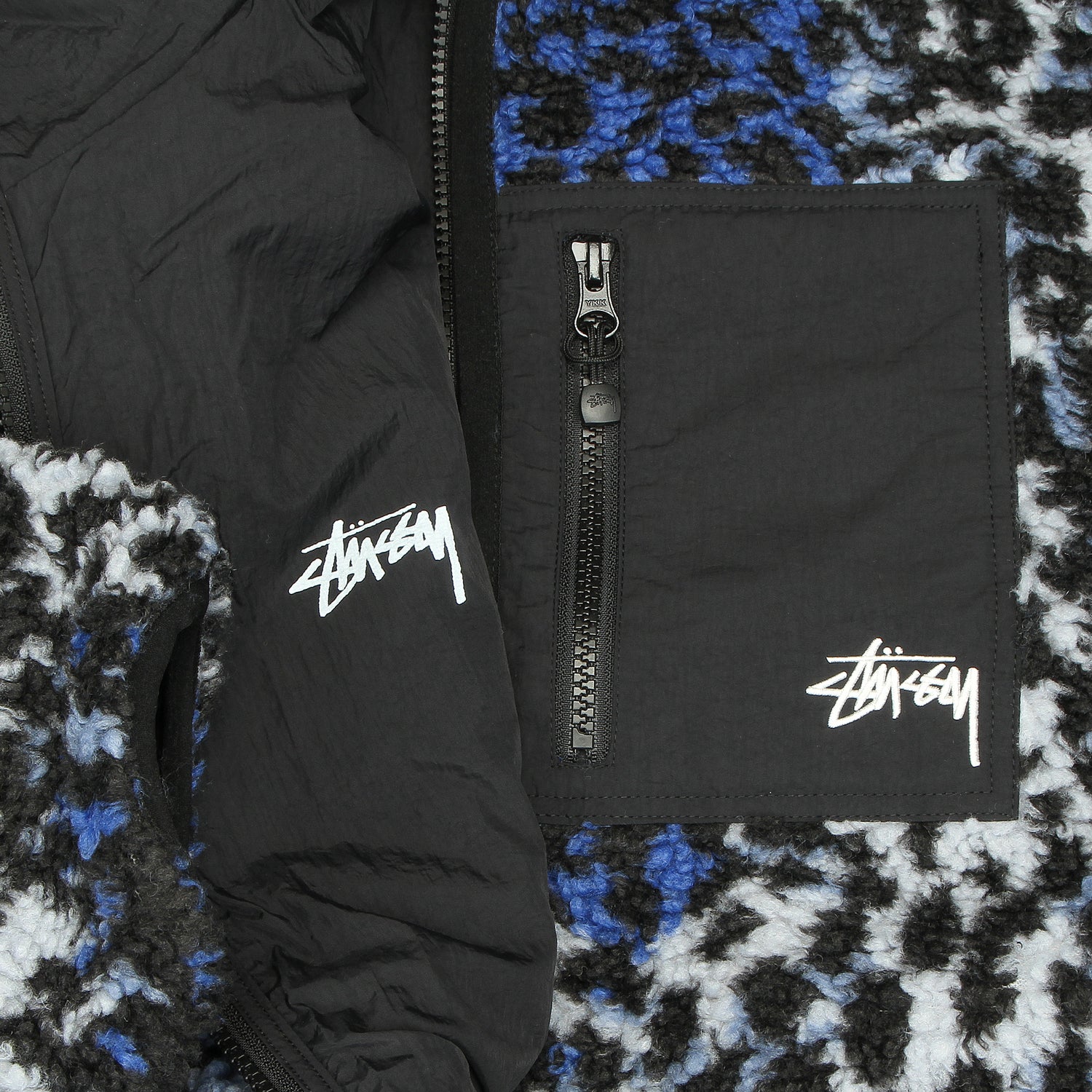 Stussy | Sherpa Reversible Jacket Blue Leopard