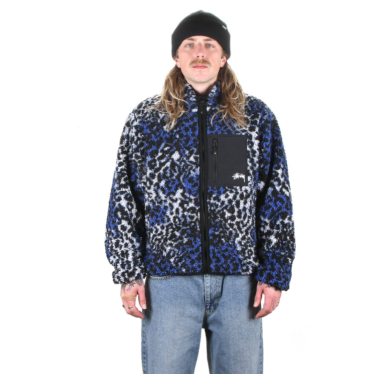 Stussy | Sherpa Reversible Jacket Blue Leopard