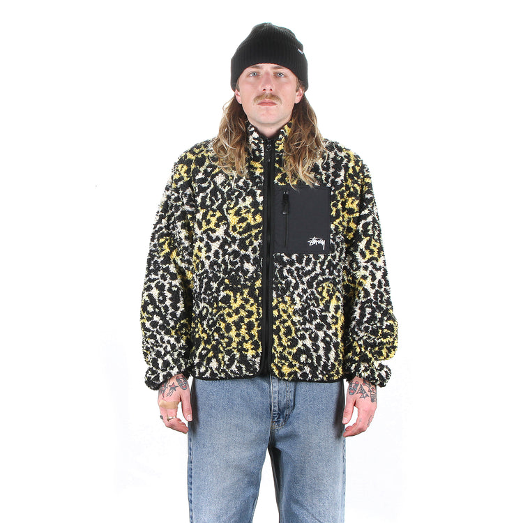 Stussy | Sherpa Reversible Jacket Yellow Leopard