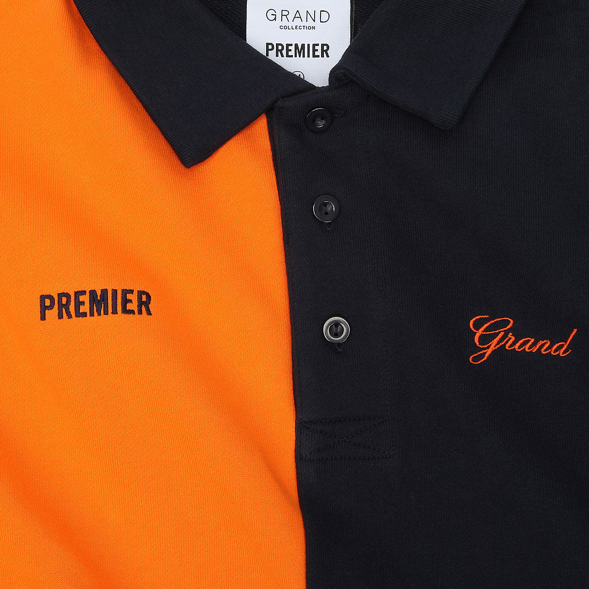 Premier x Grand Collared Sweatshirt Navy / Orange