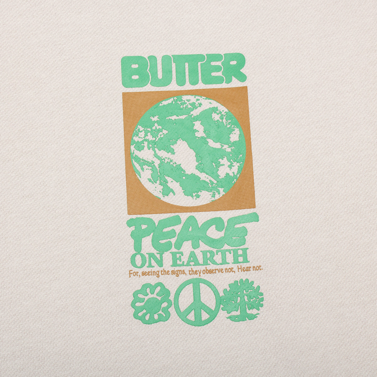Butter Goods Peace On Earth Crewneck Sweatshirt Cement
