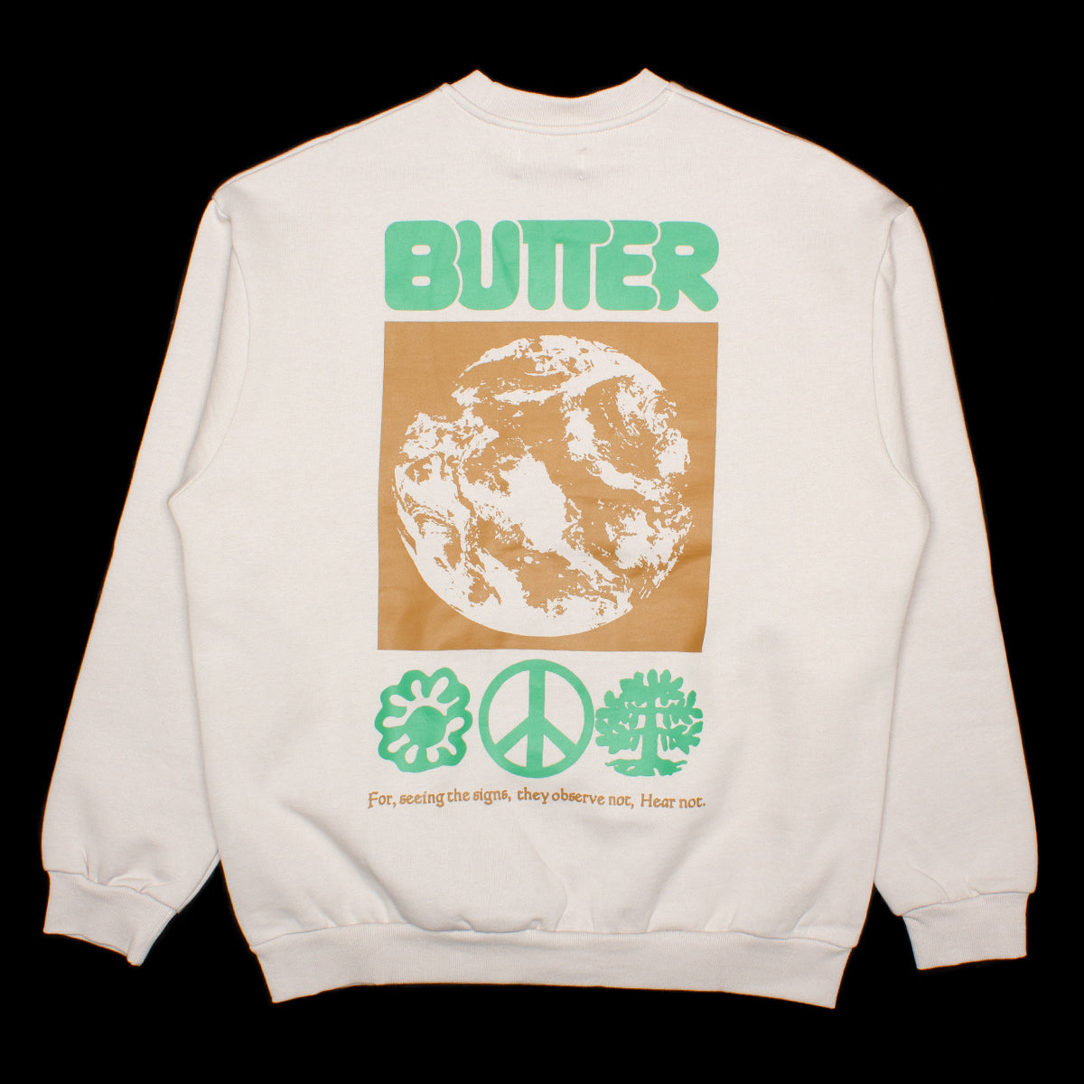 Butter Goods Peace On Earth Crewneck Sweatshirt Cement
