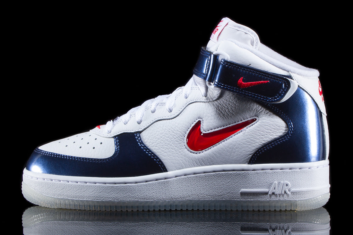 High Top Red White Blue Forces Air Force Mid QS – Premier