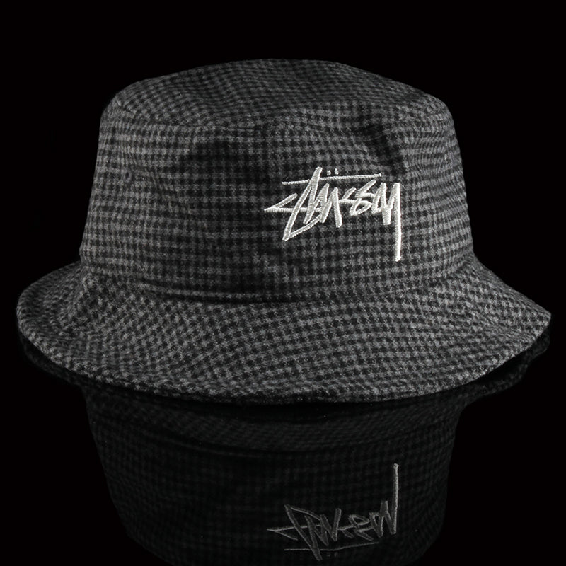 Wool Check Big Stock Bucket Hat