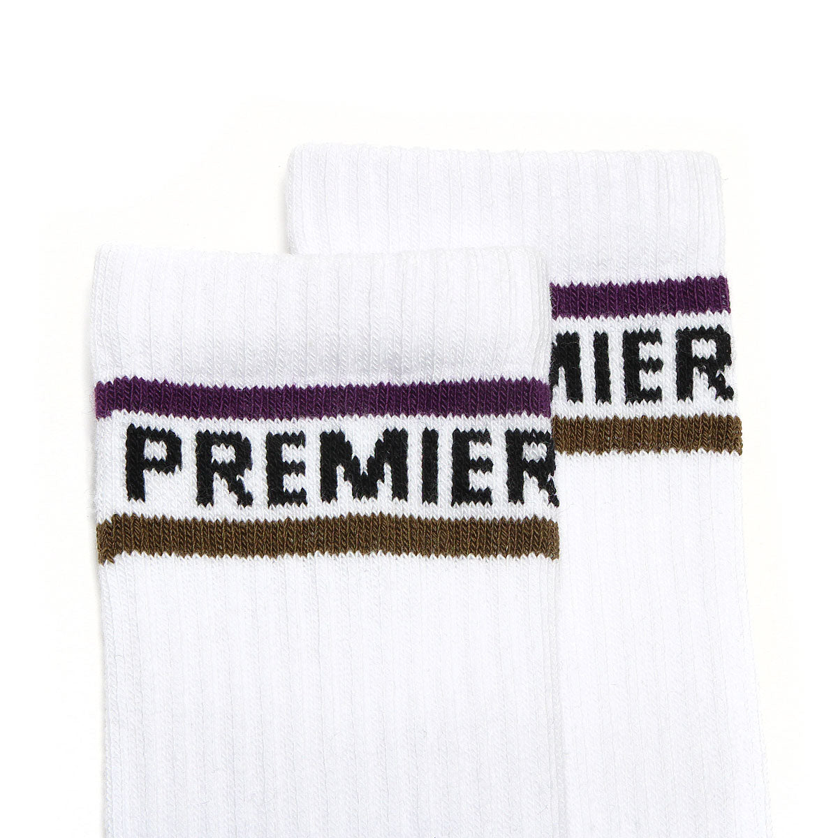 Premier Striped Crew Sock White