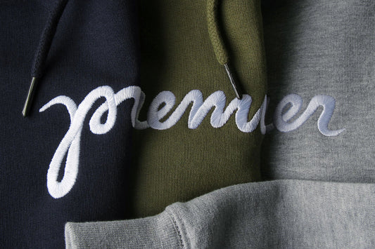 PREMIER EMBROIDERED SCRIPT HOODIE