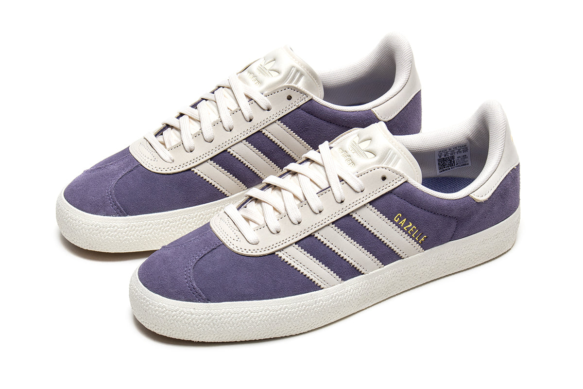 Adidas Skateboarding - Gazelle ADV
Style # HQ7546
Color : Super Purple / Chalk White / Gold Metallic