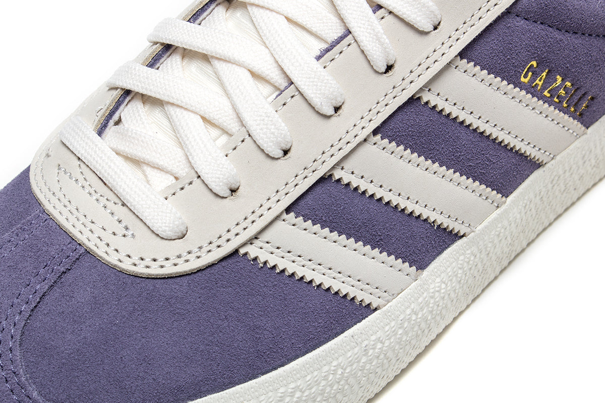Adidas Skateboarding - Gazelle ADV
Style # HQ7546
Color : Super Purple / Chalk White / Gold Metallic