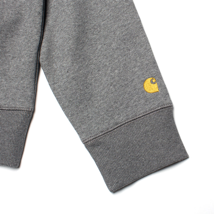 Carhartt WIP | Hooded Chase Sweatshirt Style # I033661-00C Color : Dark Grey Heather / Gold