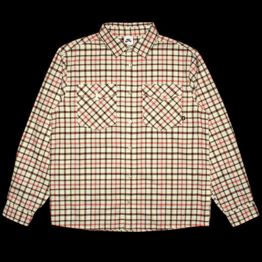 Nike SB | L/S Flannel Button-Up Shirt Style # FN2567-113 Color : Coconut Milk / Light Bone