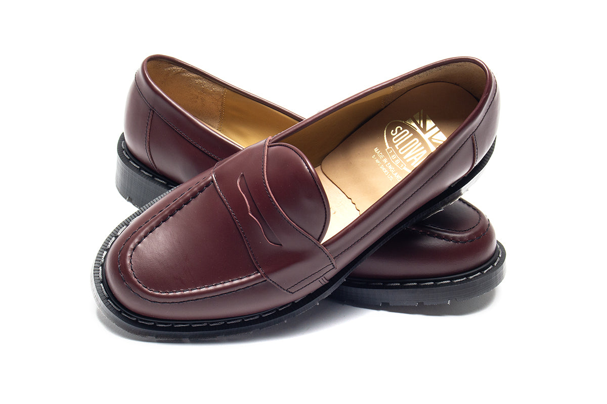 Solovair | Hi-Shine Penny Loafer Style # S0-970-OX-G Color : Oxblood