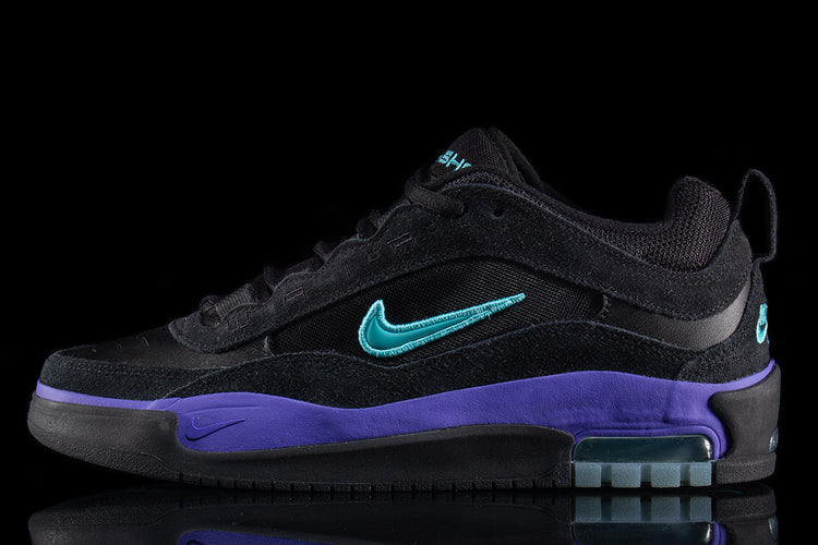 Nike SB | Air Max Ishod
Style # FB2393-003
Color : Black / Dusty Cactus / Persian Violet