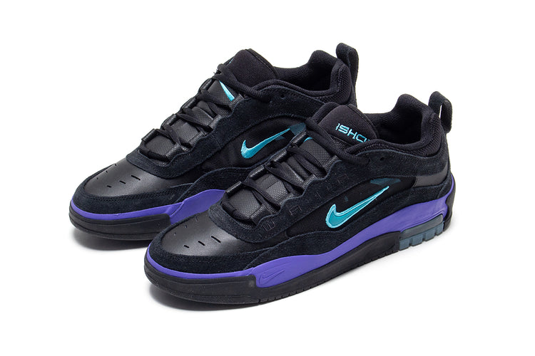 Nike SB | Air Max Ishod
Style # FB2393-003
Color : Black / Dusty Cactus / Persian Violet