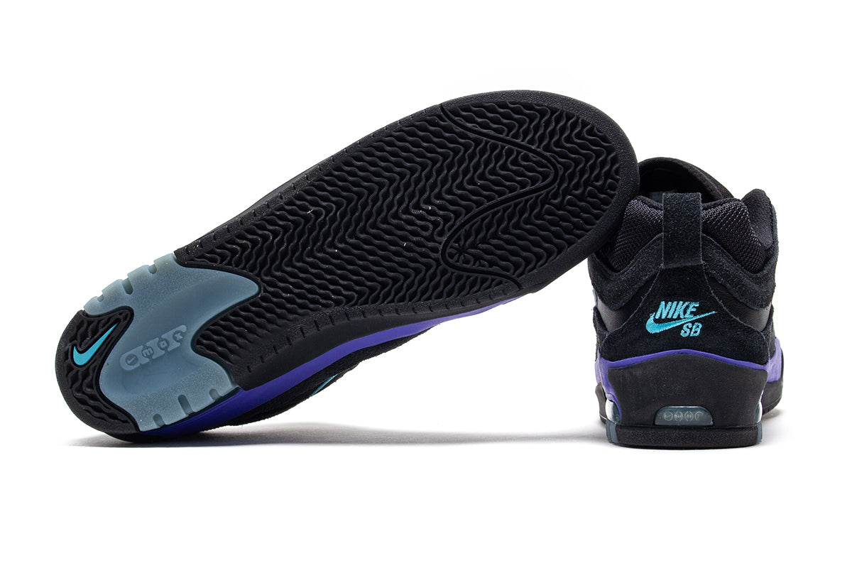 Nike SB | Air Max Ishod
Style # FB2393-003
Color : Black / Dusty Cactus / Persian Violet