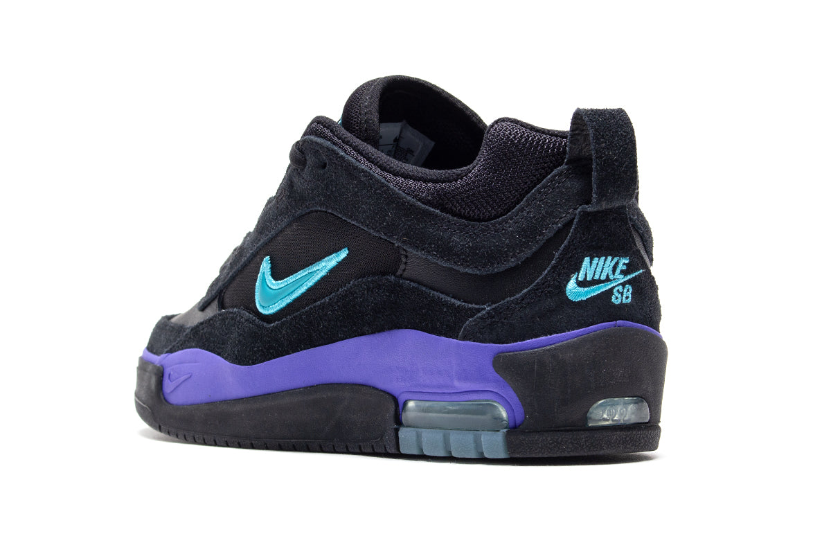 Nike SB | Air Max Ishod
Style # FB2393-003
Color : Black / Dusty Cactus / Persian Violet