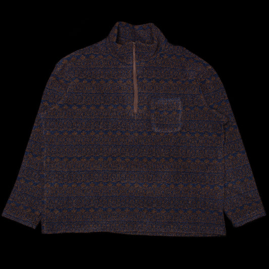 Engineered Garments - Zip Mock Neck
Style # 26F1B004
Color : Brown / Navy