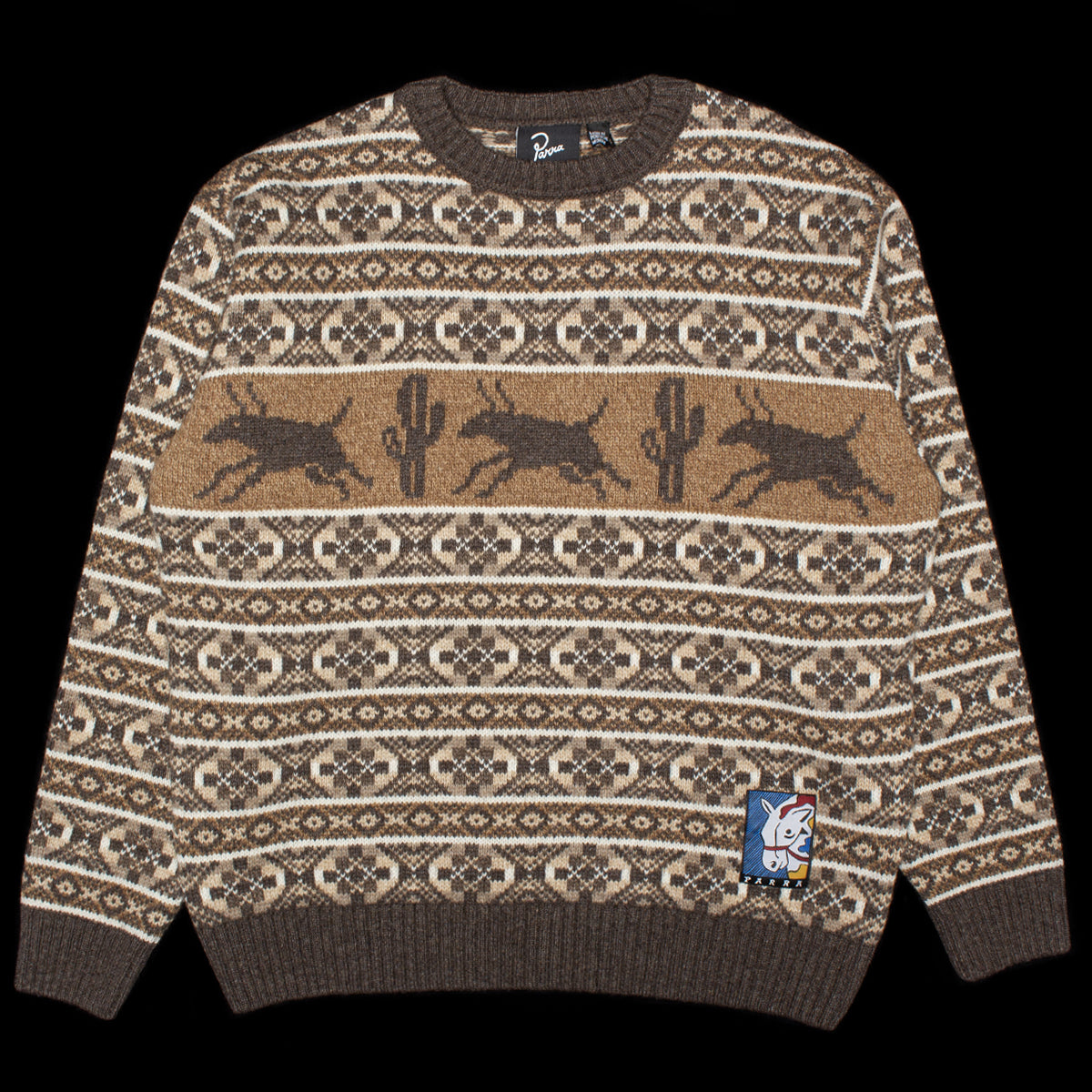 by Parra - Cactus Bull Knitted Pullover
Style # 56340
Color : Brown