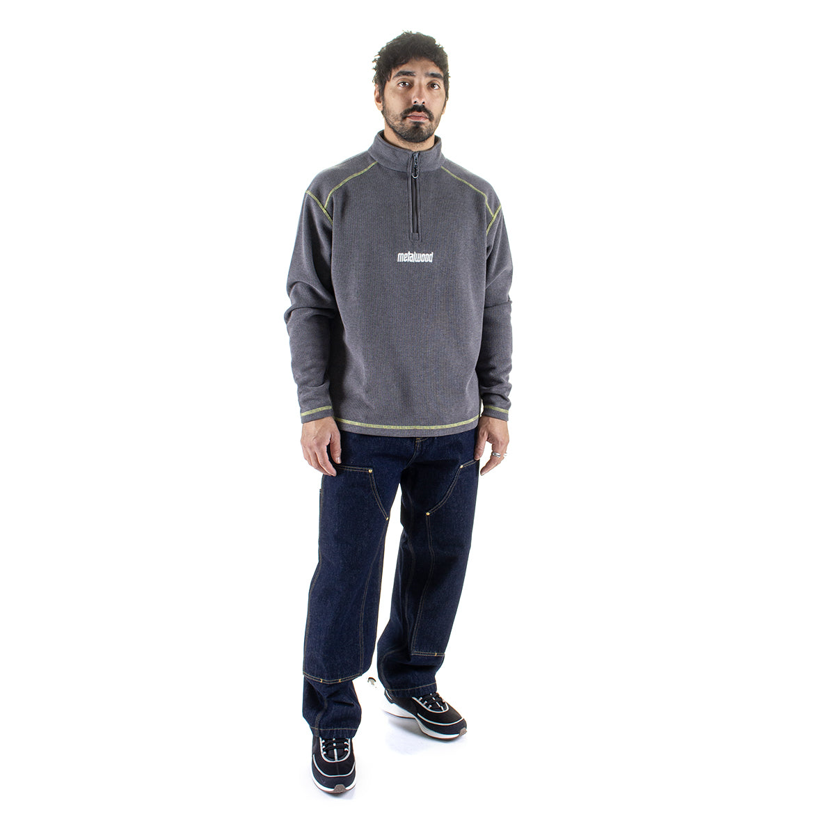Metalwood - Contrast Stitch Pullover
Color : Charcoal