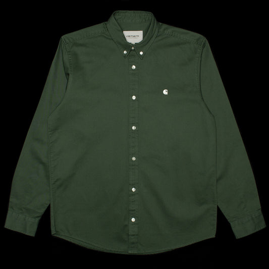 Carhartt WIP | Madison L/S Shirt
Style # I023339-2E4
Color : Sycamore Tree / Wax