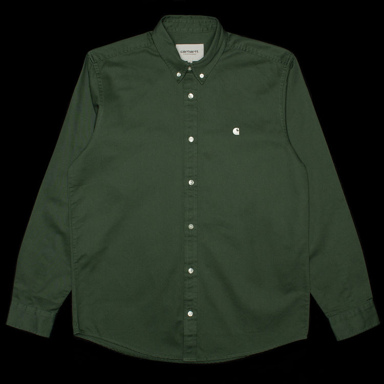 Carhartt WIP | Madison L/S Shirt
Style # I023339-2E4
Color : Sycamore Tree / Wax