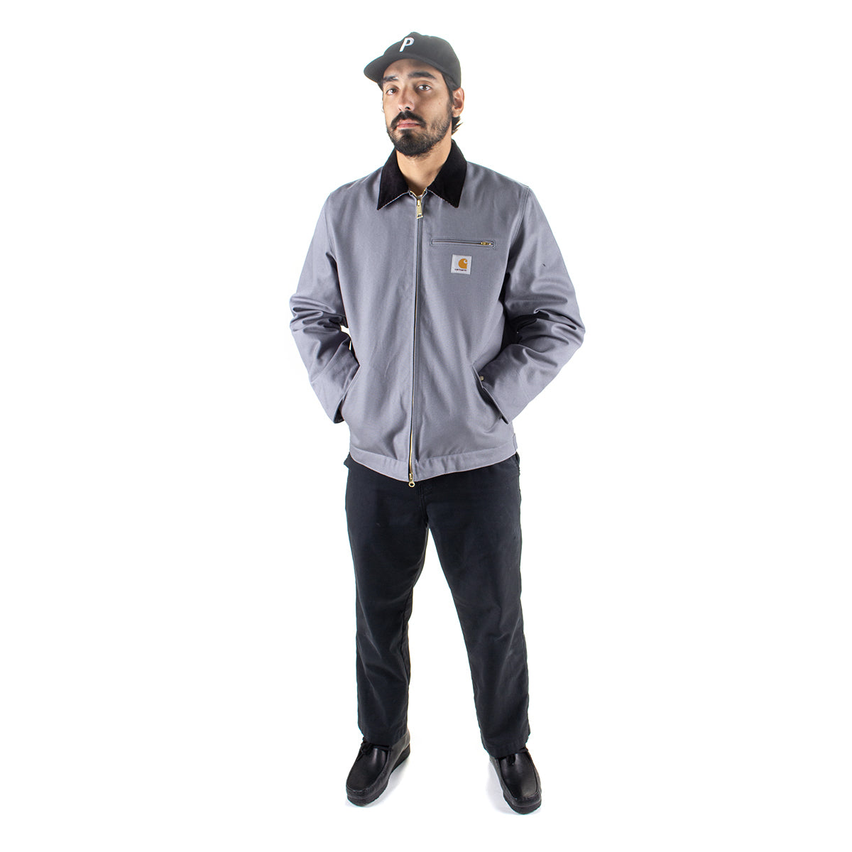 Carhartt WIP | Detroit Jacket - Rigid Dearborn Canvas
Style # I015264-2EP
Color : Dove Grey / Black