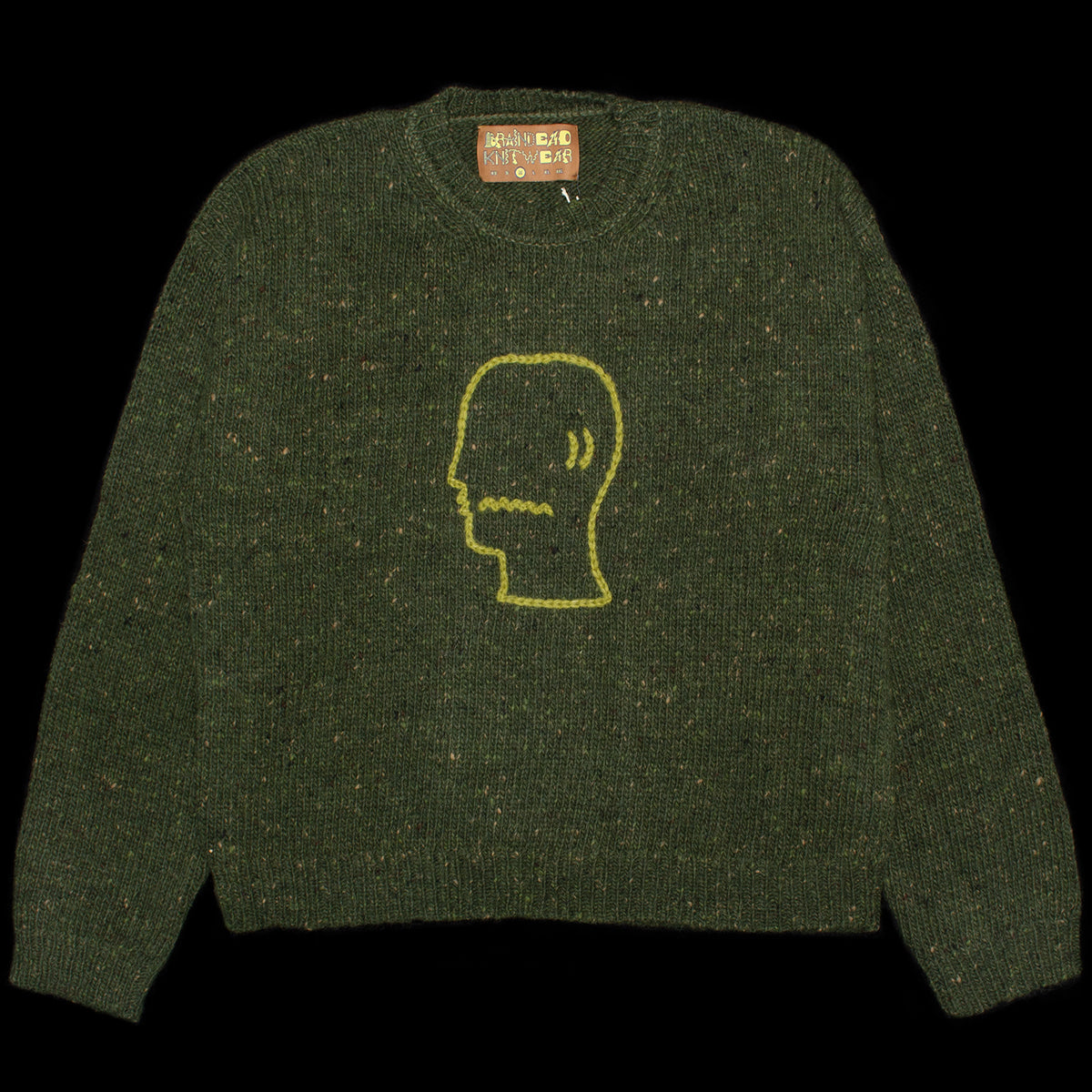 Brain Dead - Logohead Alpaca Crewneck Sweater
Color : Forest Green