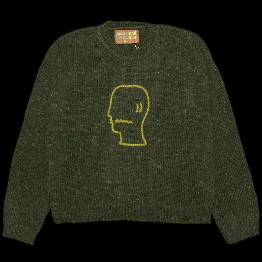 Brain Dead - Logohead Alpaca Crewneck Sweater
Color : Forest Green