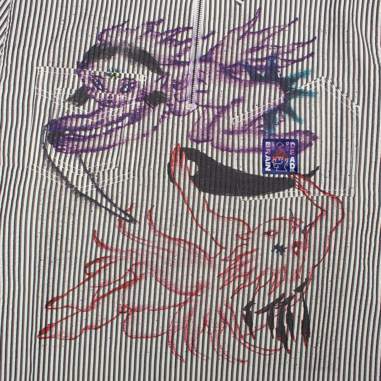 Brain Dead - Angel Striped Half-Zip Work Shirt
Color : Natural