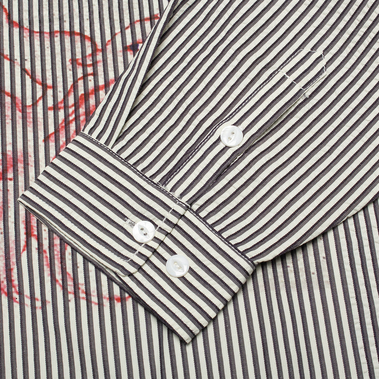 Brain Dead - Angel Striped Half-Zip Work Shirt
Color : Natural