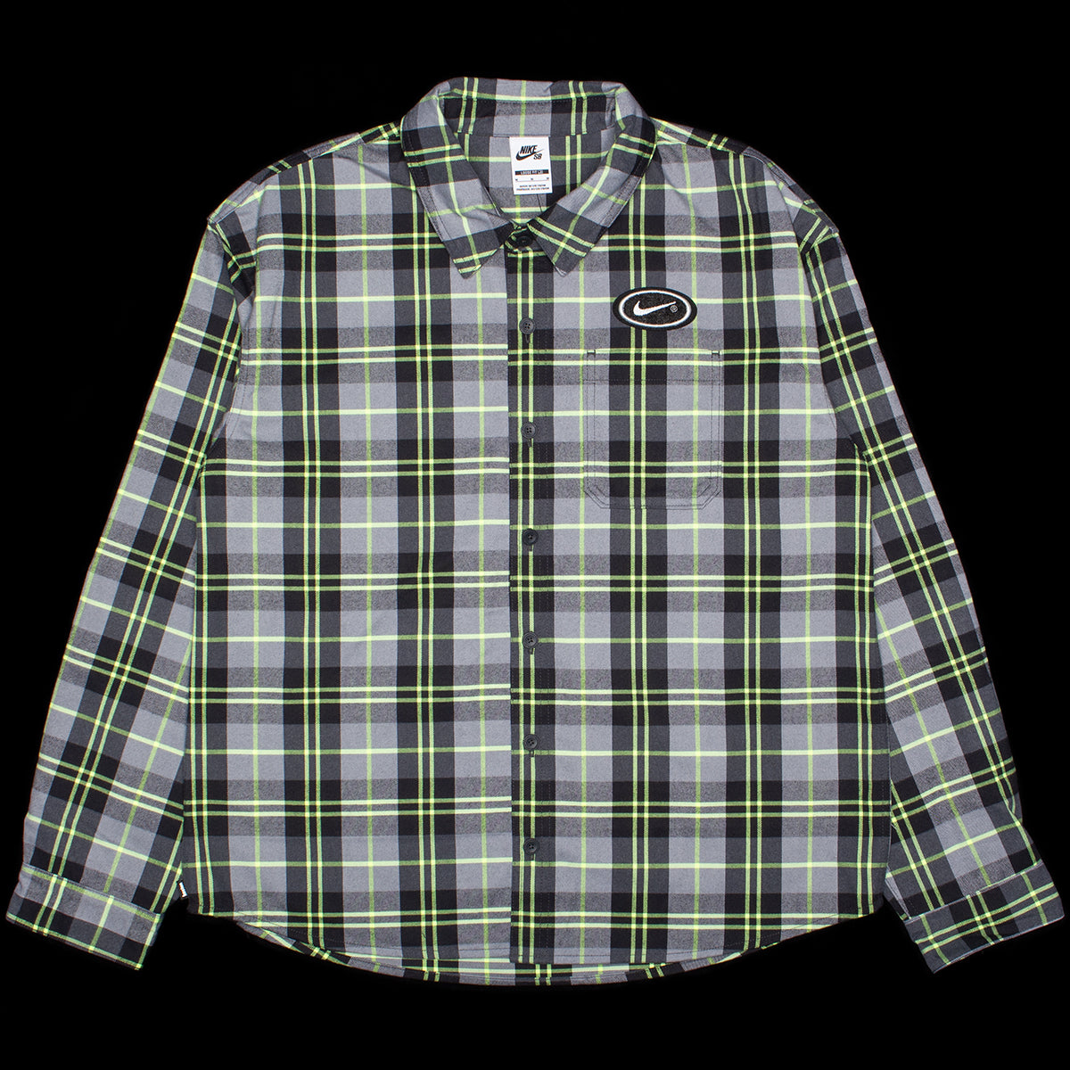 Nike SB - Koston Flannel L/S Button-Up
Style # HV0256-070
Color : DK Smoke Grey / Volt