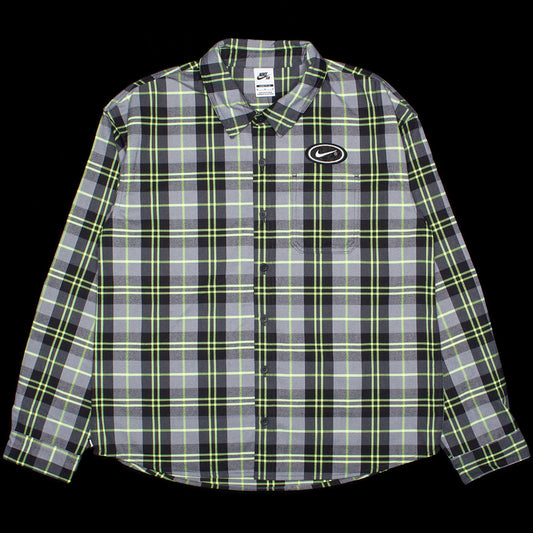 Nike SB - Koston Flannel L/S Button-Up
Style # HV0256-070
Color : DK Smoke Grey / Volt