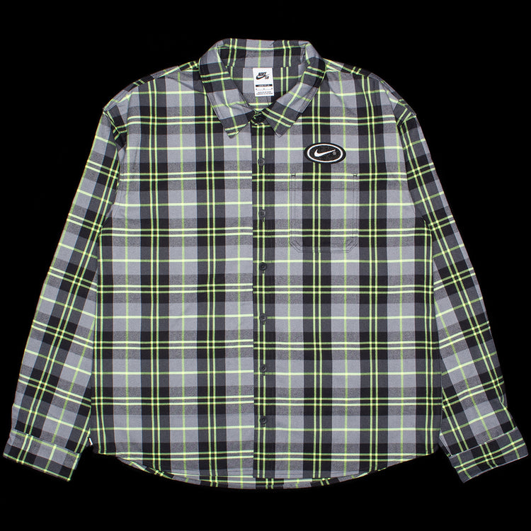 Nike SB - Koston Flannel L/S Button-Up
Style # HV0256-070
Color : DK Smoke Grey / Volt