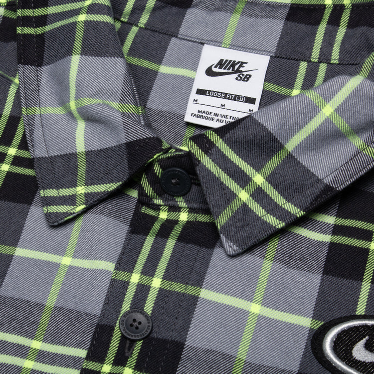 Nike SB - Koston Flannel L/S Button-Up
Style # HV0256-070
Color : DK Smoke Grey / Volt