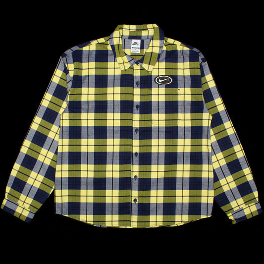Nike SB - Koston Flannel L/S Button-Up
Style # HV0256-410
Color : Midnight Navy / Speed Yellow
