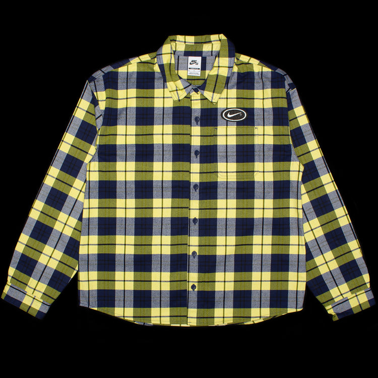 Nike SB - Koston Flannel L/S Button-Up
Style # HV0256-410
Color : Midnight Navy / Speed Yellow