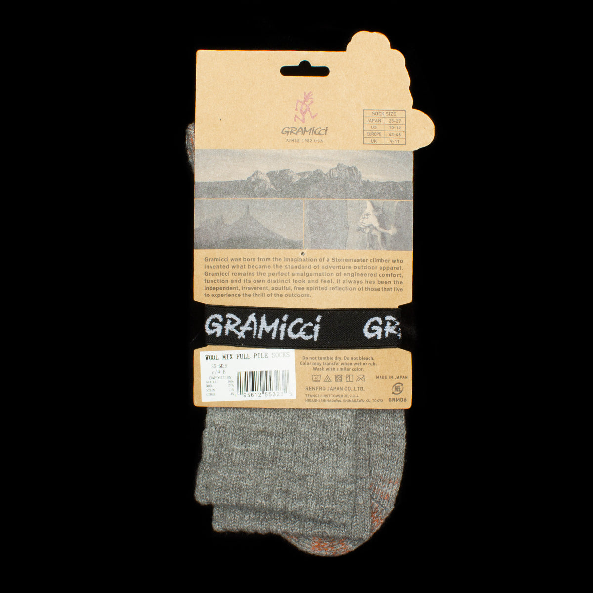 Gramicci | Wool Mix Full Pile Socks Style # SX-M29 Color : Light Grey / Rust