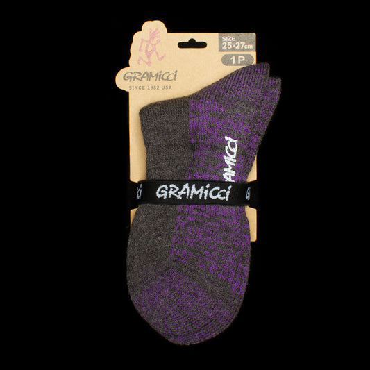 Gramicci | Wool Mix Full Pile Socks Style # SX-M29 Color : Dark Grey / Purple