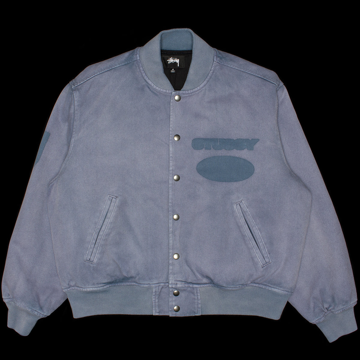 Stussy | Ghost Logo Canvas Varsity Jacket
Style # 115820
Color : Blue