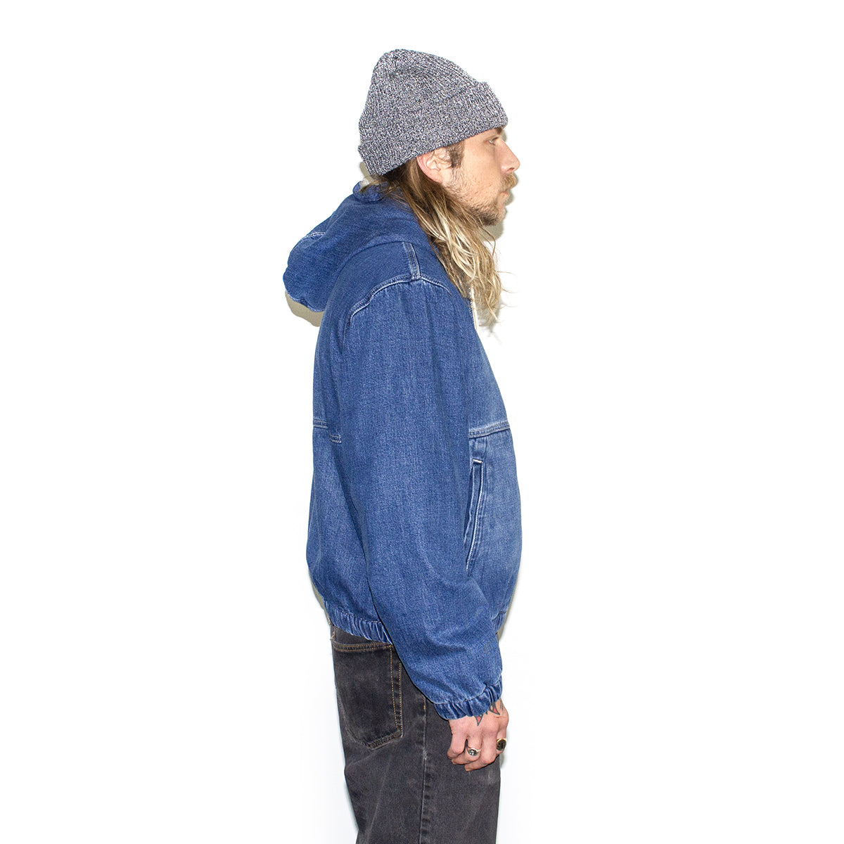 Stussy | Denim Sherpa Work Jacket Style # 115725 Color : Washed Blue