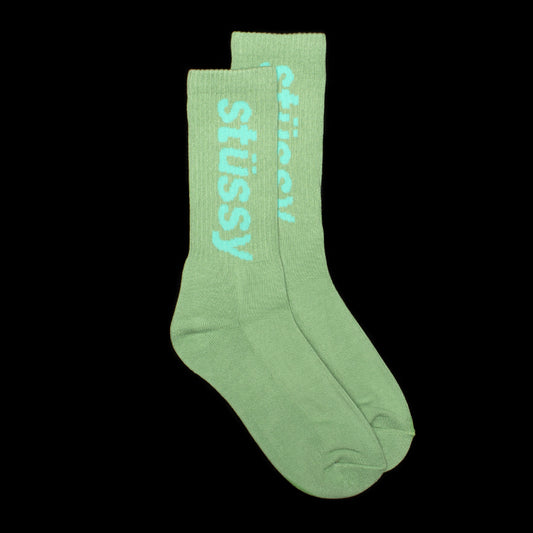 Stussy | Helvetica Crew Socks Style # 138845 Color : Pistachio / Aqua