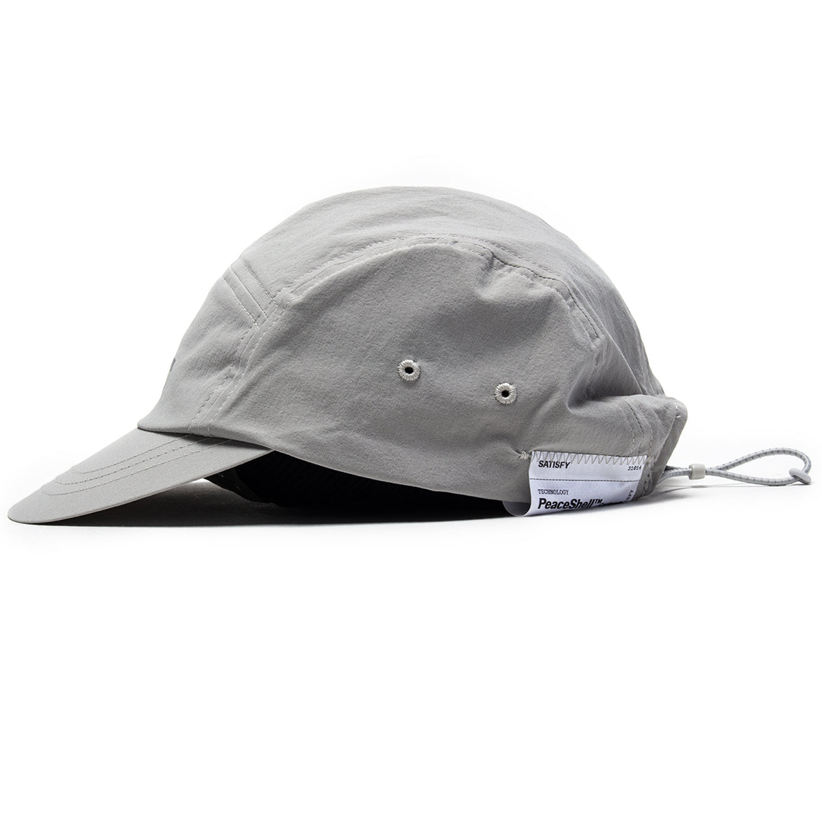 Satisfy - PeaceShell™ Cordura® Trail Cap
Color : Light Grey
Materials : 91% Cordura® Nylon / 9% Polyurethane
Adjustable bungee cord back strap
Exterior detachable care label
PeaceShell™ water-repellent finish
Reflective details
Lightweight
One size