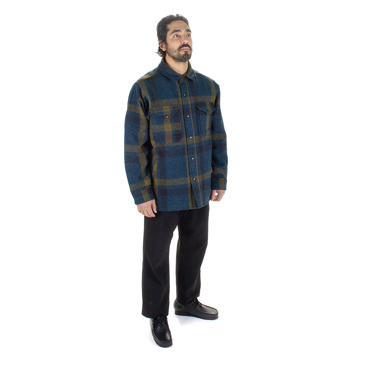 Filson | Lined Mackinaw Jac-Shirt
Style # 20232893
Color : Teal / Ochre Plaid