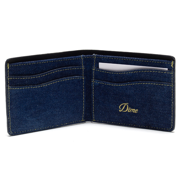 Dime | Cursive Bifold Wallet
Color : Indigo Denim