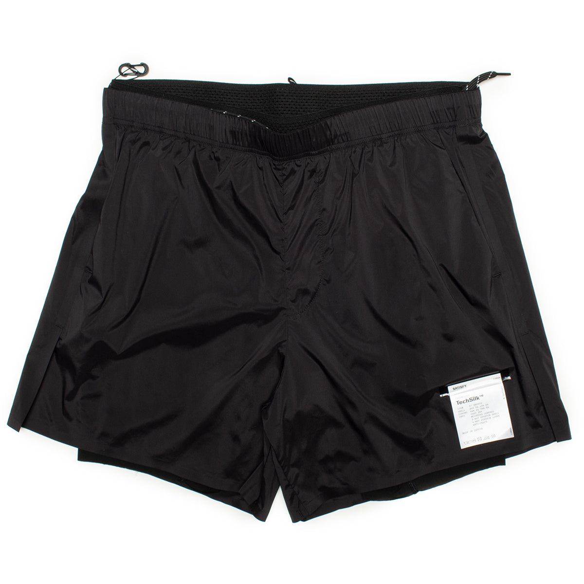 Satisfy - TechSilk Shorts 5"
Color : Black
Shell Materials : 88% Nylon / 12% Elastane
Lining Materials : 64% Nylon / 36% Elastane
Double waistband construction with drawcord
Quick-drying and anti-chafe Justice™ liner
2 front side pockets
Mini S-Carabiner clip
Sweatproof phone pocket
Detachable care label
Quick-drying
Regular fit