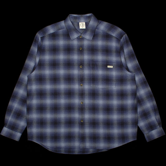 Polar Skate Co. - Mitchell L/S Shirt
Color : Blue
Materials : 100% Brushed Cotton Twill
Garment washed
Dropped shoulders
Loose fit

Custom faux tortoise buttons
Made in Portugal
