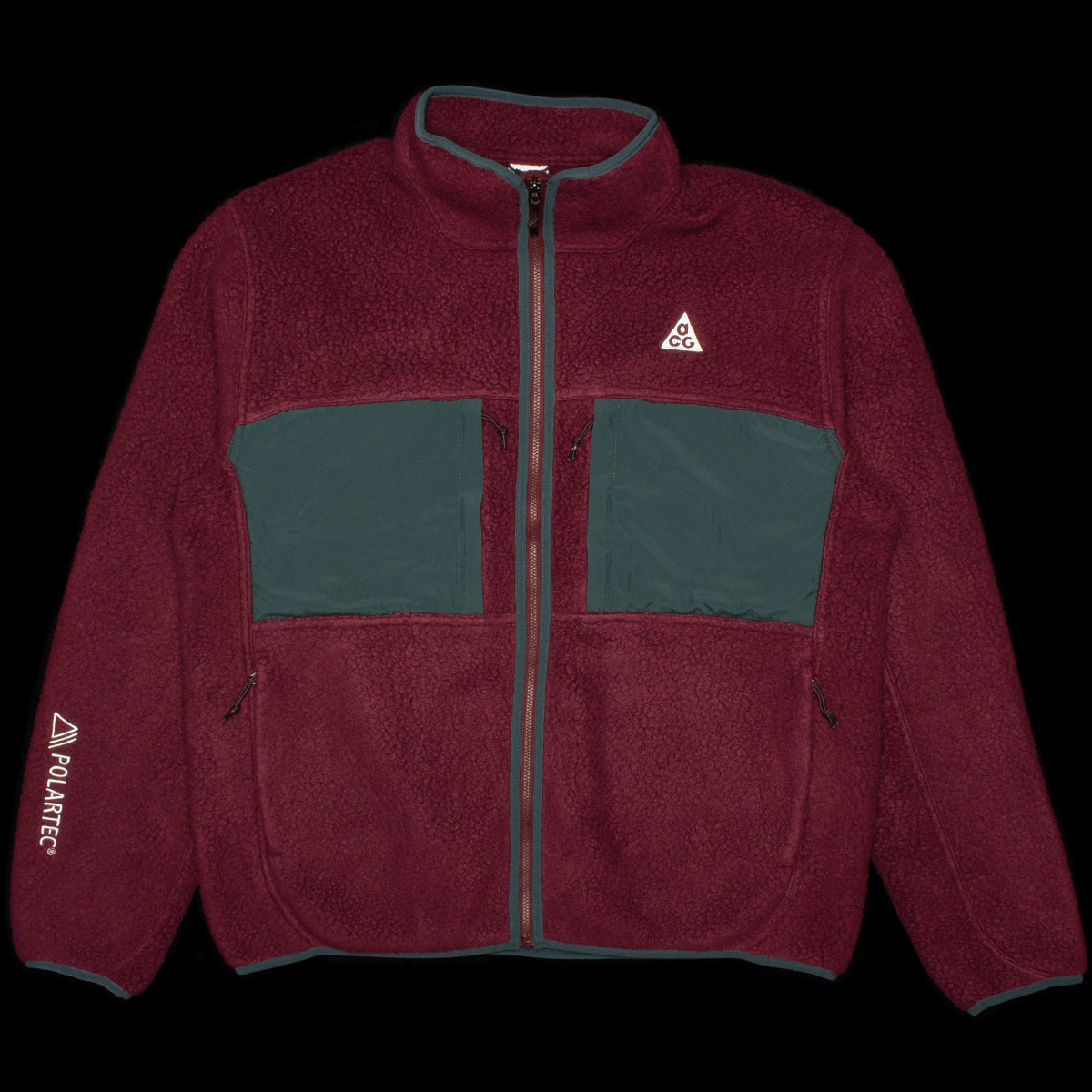 Nike ACG | Arctic Wolf Full-Zip Fleece Style # FN0372-681 Color : Night Maroon / Deep Jungle / White